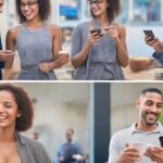 A candid editorial-style image depicting diverse real people actively using NFC technology in authentic business environments such as bustling coffee shops, modern retail stores, and vibrant street food markets. Show close-up interactions like smartphones tapping contactless payment cards and customers completing transactions via digital wallets, with visible NFC symbols on devices. Include natural lighting that enhances warm, genuine facial expressions—smiles, focused looks, and engaged conversations—capturing spontaneous moments rather than posed shots. Feature authentic QR code scanning scenes where individuals hold phones steadily in front of printed codes on menus, product displays, or payment terminals, emphasizing real-time technology use. Avoid sterile office or conference room settings; instead, highlight everyday business contexts with textured backgrounds like wooden counters, product shelves, or outdoor stalls. Ensure the composition feels candid and lively, with multiple people from diverse backgrounds interacting naturally while leveraging NFC payments and digital wallets, reflecting real-world, active technology engagement beyond static usage of laptops or devices sitting idle. No text, logos, or overt branding visible.